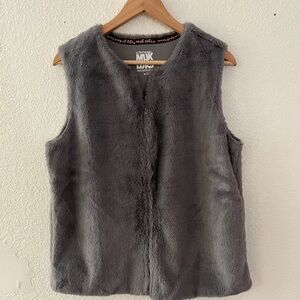 Muk Luks Gray Faux Fur Trim Vest
